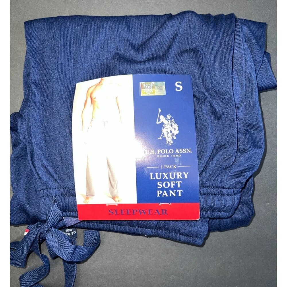 US Polo Assn Sleepwear Blue Print Mens S Pajama Lounge Pants Pockets Soft